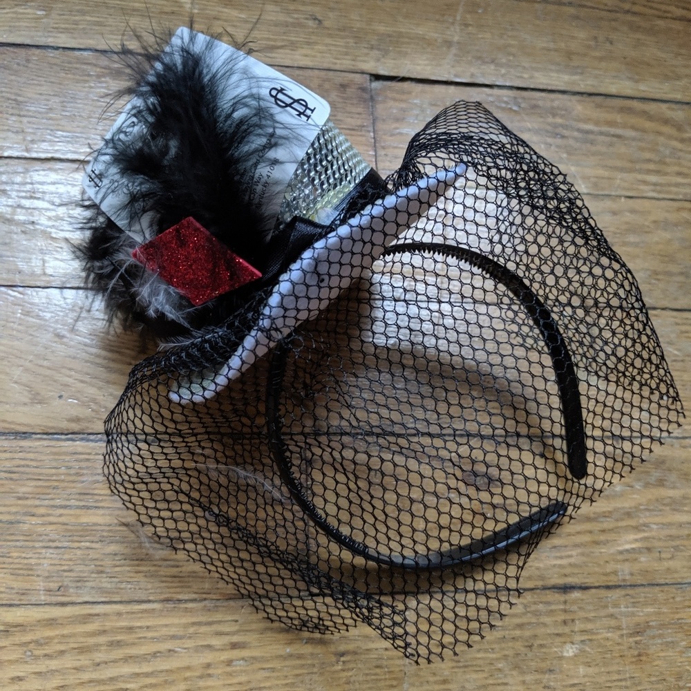 White red mesh cards Headband Halloween